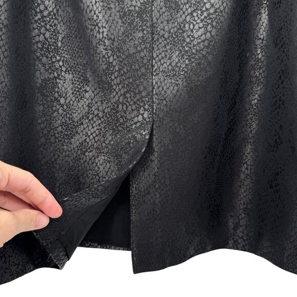 Chico’s Sz. 1 Black Reptile Python Snake Print Glossy Knit Career Pencil Skirt - Picture 5 of 9